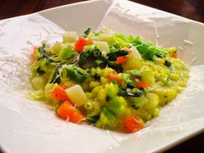 バーニャカウダとお野菜ソースの合鴨農法米リゾット