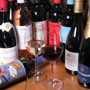 フランスワインを40種類以上ご用意。グラスは480円からお料理に合うワインをお楽しみいただけます！！