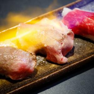 炙り肉寿司三種盛り (タン・モモ・コウネ)