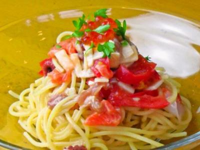 長芋と魚介の冷たいスパゲティ
