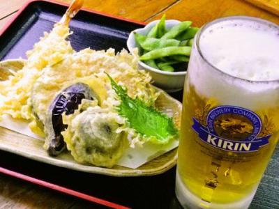 天ぷらと生ビールセット
