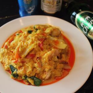 タイのカレー卵炒め シーフード/ソフトシェル海老/鶏肉