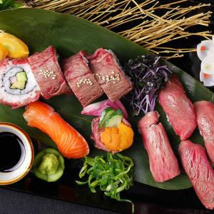 とろける肉質、バーナーで軽く炙る、近江牛「肉」寿司が、5種類からお選び頂けます