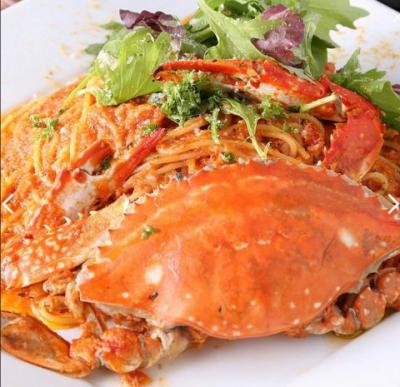 丸々1匹！渡り蟹のオーロラトマトソース グランキオ・スパゲッティーニ