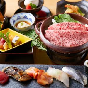 旬のお寿司と黒毛和牛すき焼きの会席コース【梅】(全7品)